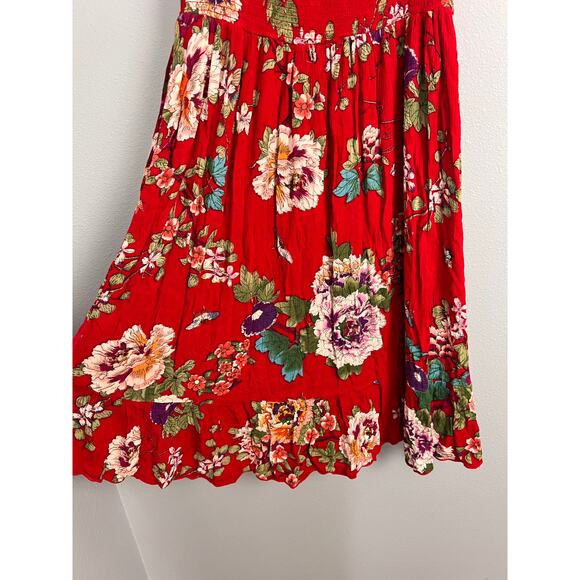 Bila Womens M Dress Floral Smocked Peasant Bohemian Sundress Festival Boho Flowy - Picture 5 of 9